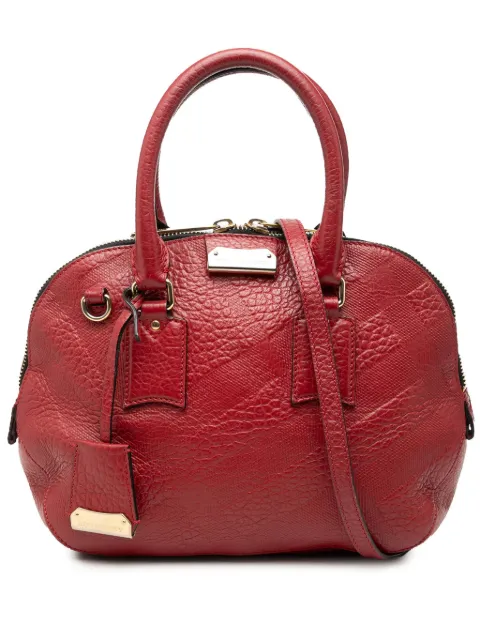 Burberry Pre-Owned 2000-2017 Small Heritage Grain Check Embossed Leather Orchard Bowling Bag satchel Red 67YBNY08BK0FNUH0