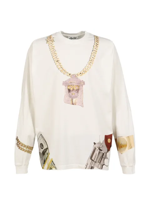 AWGE graphic-print long-sleeve T-shirt Neutrals AS6SXH02BPJE587WHT