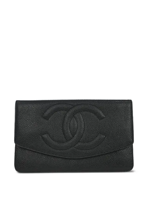 CHANEL Pre-Owned 1995 CC caviar leather long wallet Black 177928