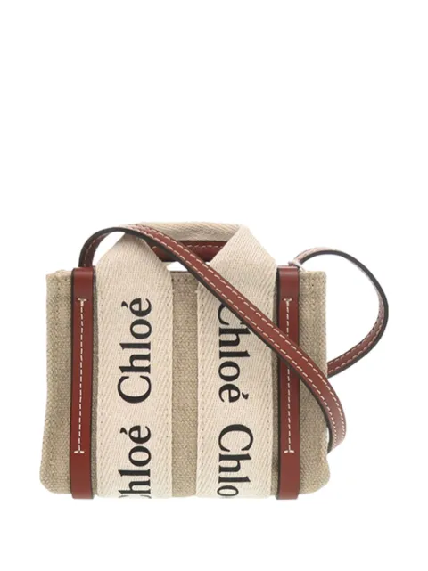 Chloé Pre-Owned 2021-2026 Nano Canvas Woody satchel Neutrals NYKAYC1I4YGRB4VE