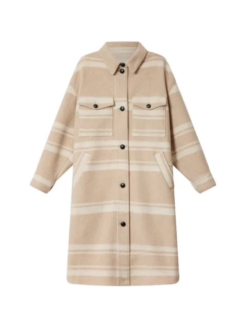 MARANT ÉTOILE Djila striped coat Neutrals MA0368FCD3D02E