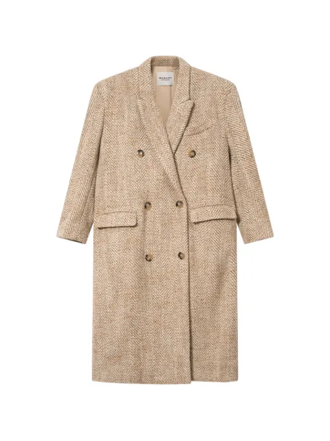 MARANT ÉTOILE Pilda herringbone-knit coat Neutrals MA0566FAD3E02E