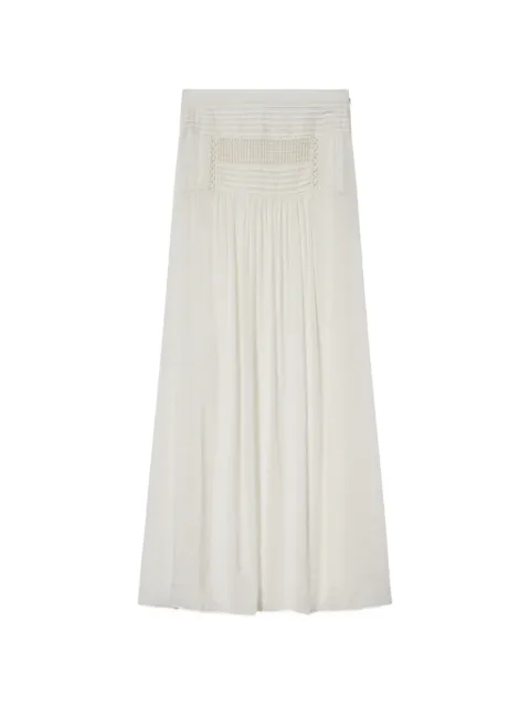 MARANT ÉTOILE Pylka crochet-embroidered pleated maxi skirt White JU0538FAD3J04E