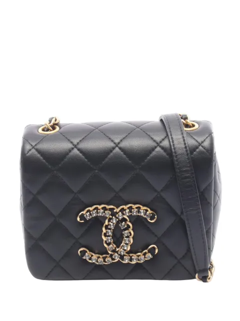 CHANEL Pre-Owned 2021-2026 Mini Quilted Lambskin CC Crystal Full Flap crossbody bag Black OF8NDTOZ1RXLK3MK