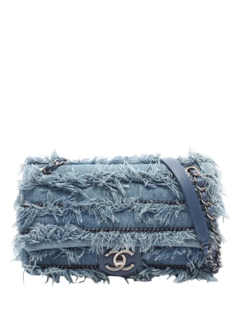 CHANEL Pre-Owned 2014-2015 Mini Paris-Dubai Denim Fringe Single Flap shoulder bag Blue 6ZCFG1BRJ2PB47R2