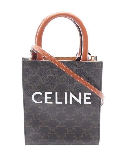 Celine Pre-Owned 2010-2026 Mini Triomphe Coated Canvas Vertical Cabas satchel Brown D5VU8V4WQBNG15I4