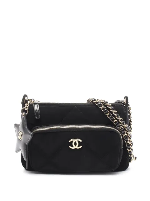 CHANEL Pre-Owned 2021-2026 Coco Neige Velvet Effect Nylon Clutch with Chain crossbody bag Black I4ODKLLZB94IR56T