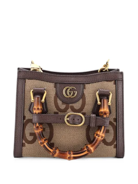 Gucci Pre-Owned Diana NM Bamboo Handle Tote Jumbo GG Canvas Mini shoulder bag Brown LCQXK2PUK5IO5KMA