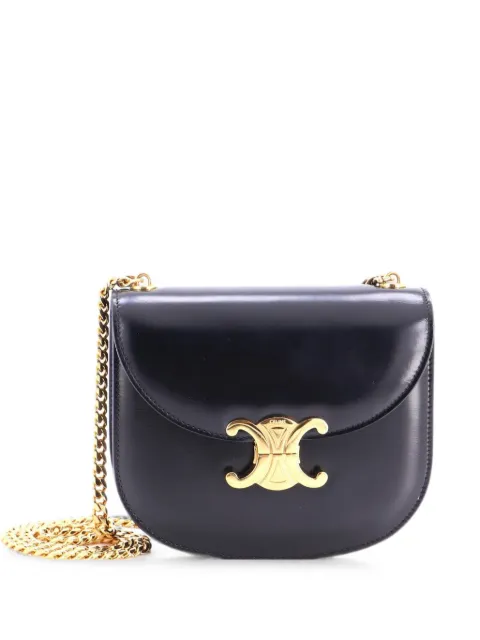 Celine Pre-Owned Triomphe Besace Clea Chain Flap Bag Leather shoulder bag Black I6SPA6QX314398Z2