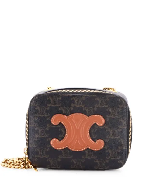 Celine Pre-Owned Cuir Triomphe Box Chain Crossbody Bag Triomphe Coated Canvas Mini shoulder bag Brown YN9ZH79PJ13YOLSX