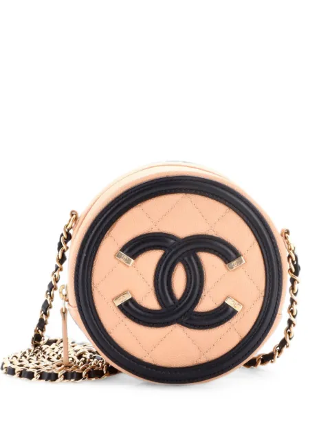 CHANEL Pre-Owned Filigree Round Clutch with Chain Quilted Caviar Mini crossbody bag Black O65D5FUG18FVPOV7