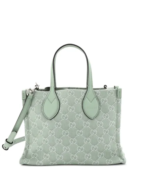 Gucci Pre-Owned Ophidia Shopper GG Denim Medium tote bag Green 7PU8NKKC74GYKWIA