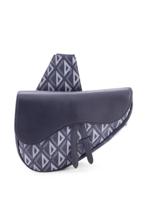 Christian Dior Pre-Owned Saddle CD Diamond Coated Canvas and Leather crossbody bag Blue 7CYYXHGNV8EOZC28