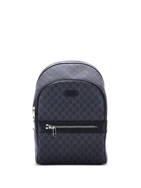 Gucci Pre-Owned Front Zip Pocket GG Coated Canvas Medium backpack Black 7C8T3KCS1C01O33M