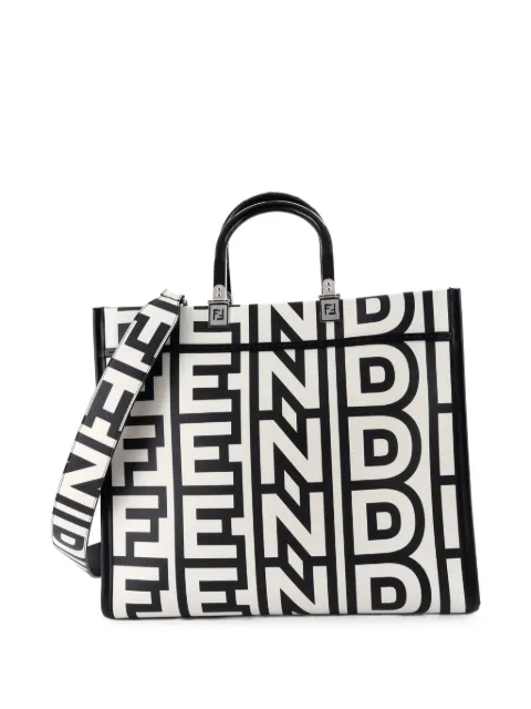 Fendi Pre-Owned x Marc Jacobs Sunshine Shopper Printed Leather Medium tote bag Black 4121CTHVNYLH1ITU