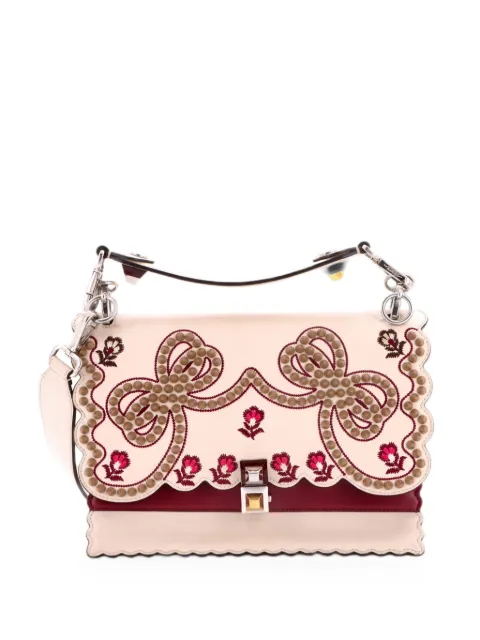 Fendi Pre-Owned Kan I Bag Embroidered Studded Leather Medium shoulder bag Neutrals J1AWHIE8SS2TJQEI