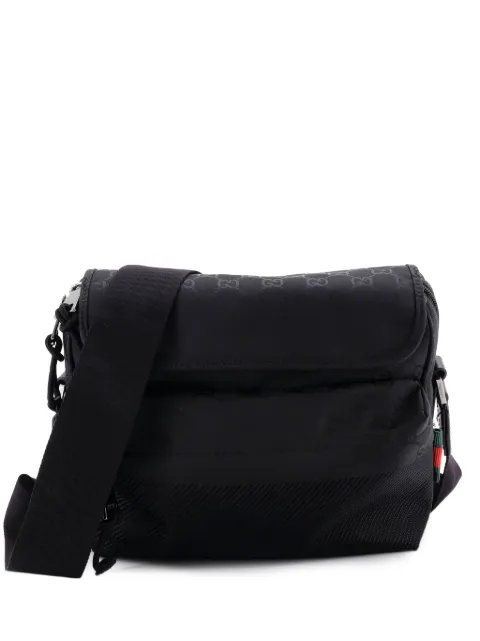 Gucci Pre-Owned Web Flap Guccissima Nylon Medium crossbody bag Black I9HA5HGLA6TD4I7B