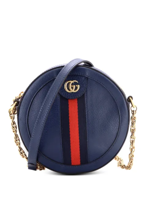 Gucci Pre-Owned Ophidia Round Shoulder Bag Leather Mini crossbody bag Blue 0DLGXPILE9ZT70NU