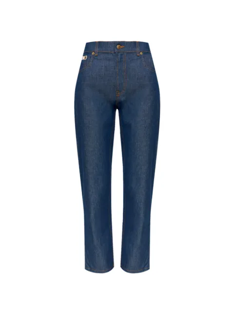Moschino logo-patch tapered jeans Blue 262EA03315538
