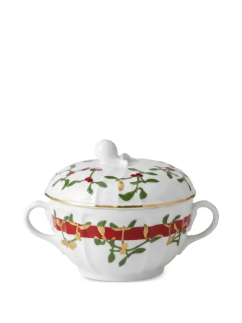 GINORI 1735 mistletoe-print lidded biscuit jar White 061017520416832