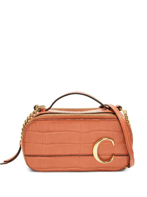 Chloé Pre-Owned mini C Vanity croc-embossed leather shoulder bag Brown 1285817