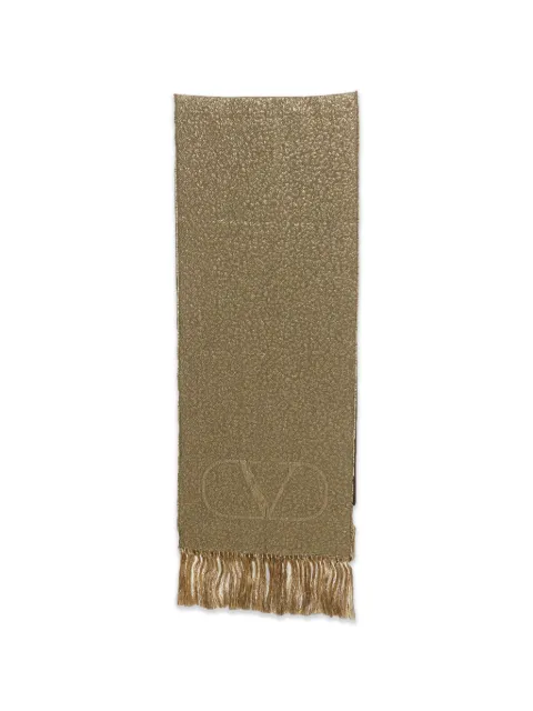Valentino Garavani Pre-Owned VLogo fringed wool scarf Gold 1316031