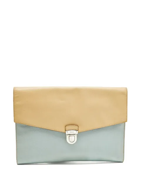 Prada Pre-Owned Saffiano Bicolo envelope case Blue 1296713