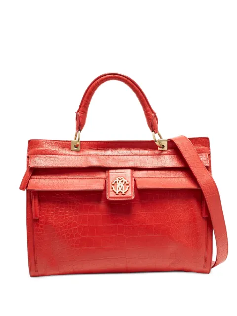Roberto Cavalli Vintage croc-embossed leather tote bag Red 1299952