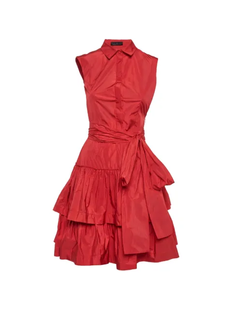 Carolina Herrera Vintage tiered belted-waist mini dress Red 1304135