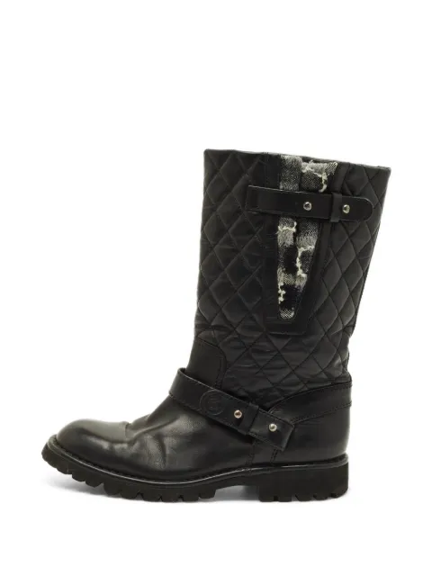CHANEL Pre-Owned quilted motorcycle boots Black 1291583