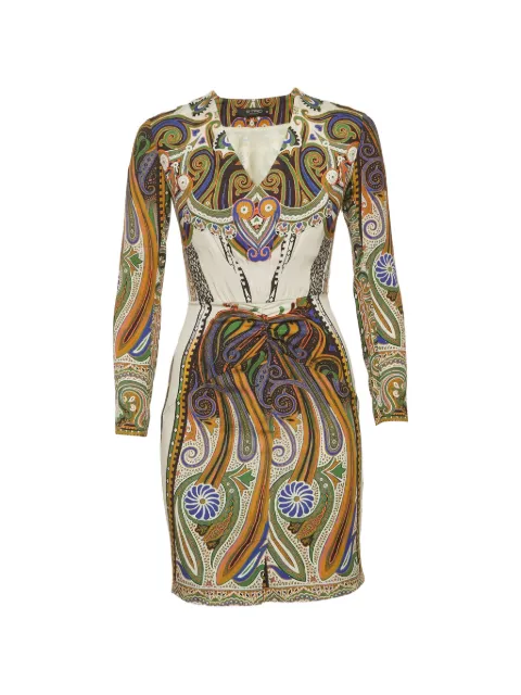 Etro Pre-Owned paisley-print V-neck mini dress Neutrals 1307115