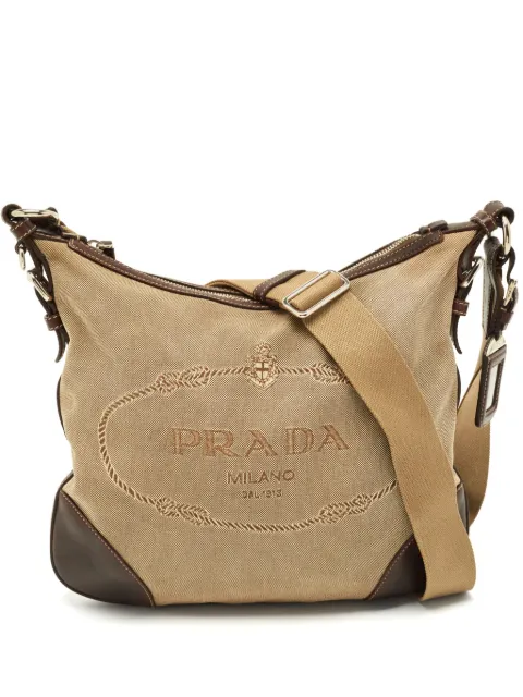 Prada Pre-Owned Logo Jacquard messenger bag Neutrals 1280474