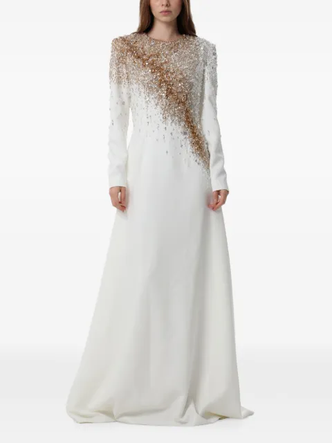 Dina Melwani crystal-embellished maxi gown White DMSS26170225