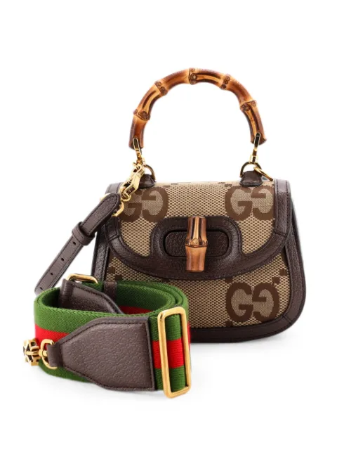 Gucci Pre-Owned Bamboo 1947 Top Handle Bag Jumbo GG Canvas Mini crossbody bag Brown 5135MQIVML2YPEKB