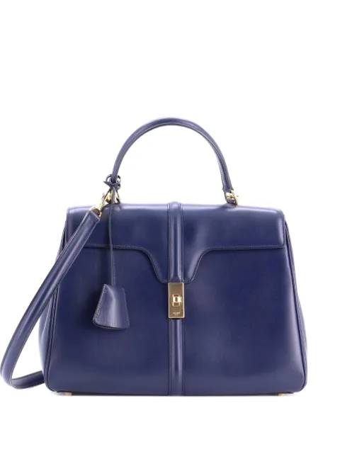 Celine Pre-Owned 16 Top Handle Bag Smooth Calfskin Medium satchel Blue U2L0G1AG5KMCM84D