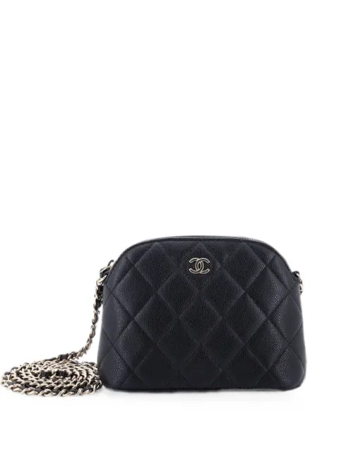 CHANEL Pre-Owned CC Dome Zip Clutch with Chain Quilted Caviar Mini crossbody bag Black BFUSM7UNBHV142VH