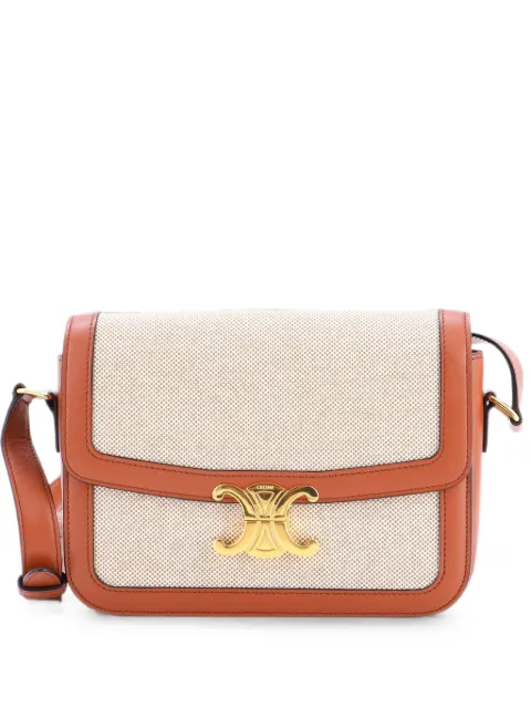 Celine Pre-Owned Triomphe Shoulder Bag Canvas with Leather Medium crossbody bag Brown B30XNX7TZ55EOR7Z