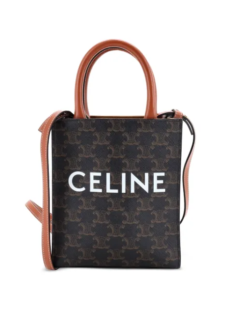 Celine Pre-Owned Vertical Cabas Tote Triomphe Coated Canvas Mini satchel Brown AH6KK12FGWRBWZ3L