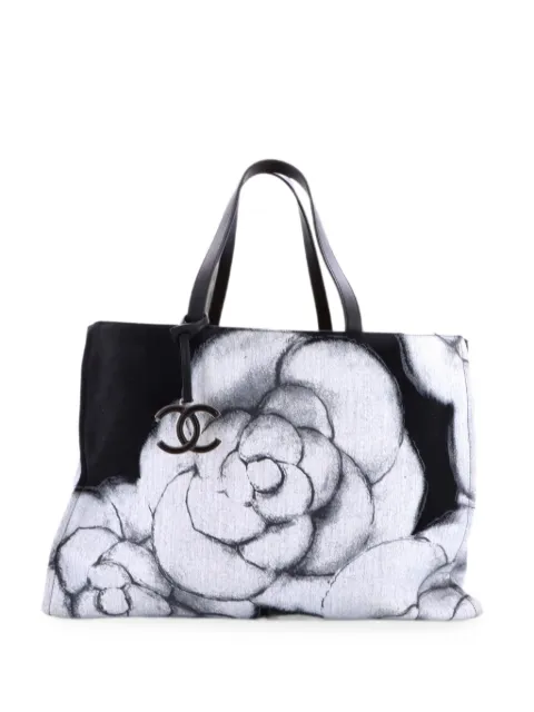 CHANEL Pre-Owned Camellia CC Printed Canvas Large tote bag Black ALK6CN7MNN0VA0P2