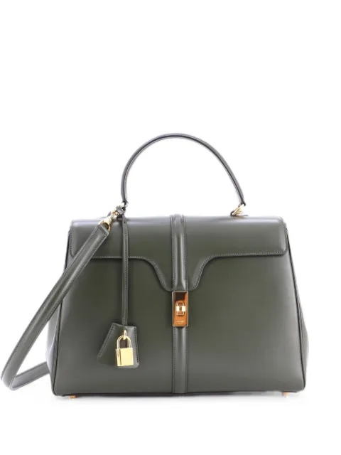 Celine Pre-Owned 16 Top Handle Bag Smooth Calfskin Medium satchel Green 9CVWK3YNFFOW2QQ5