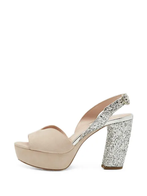 Miu Miu Pre-Owned glitter-detail platform sandals Neutrals 1315580