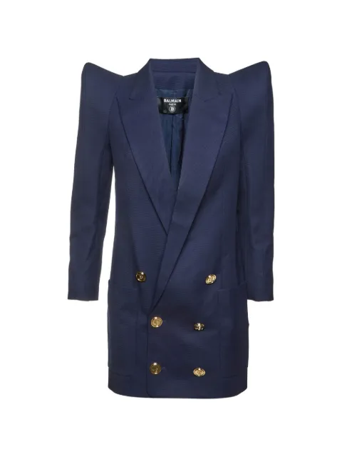 Balmain Pre-Owned double-breasted long-sleeve wool blazer Blue 1356834