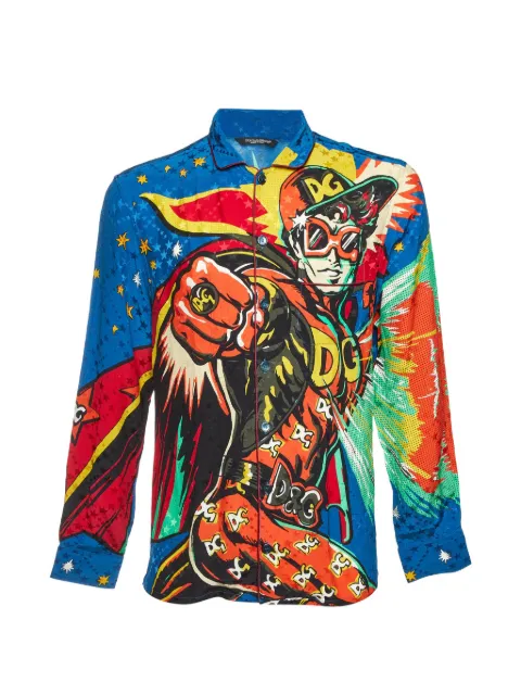 Dolce & Gabbana Pre-Owned Superhero print pajama shirt Blue 1353016