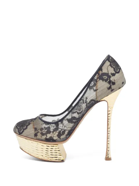 Nicholas Kirkwood floral-lace platform pumps Black 1312966