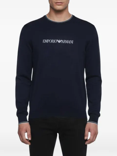 Emporio Armani Pre-Owned logo-print sweater Blue 1347591