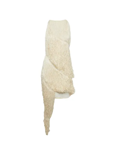 Loewe Pre-Owned fringe asymmetric mini dress Neutrals 1281567