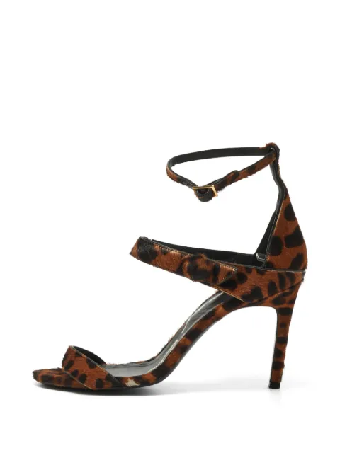 Oscar de la Renta Pre-Owned leopard-print ankle-strap sandals Brown 1361178