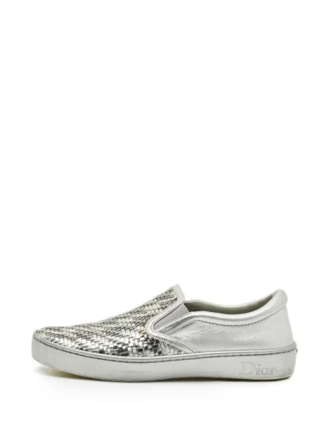 Christian Dior Pre-Owned woven houndstooth sneakers Silver 1314270