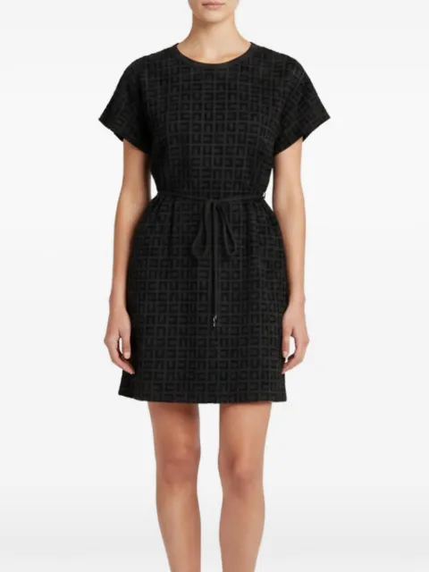 Elisabetta Franchi Monogram-patterned belted mini dress Black 1349150