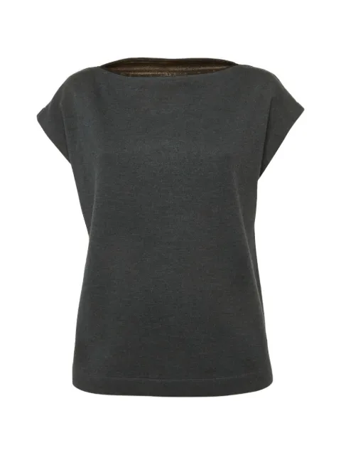 Fendi Pre-Owned boat neck cap sleeve top Grey 1311343